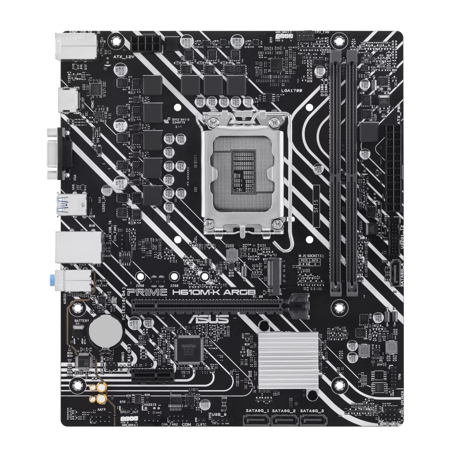 Asus PRIME H610M-K ARGB Intel LGA1700 M-ATX Motherboard - view 2