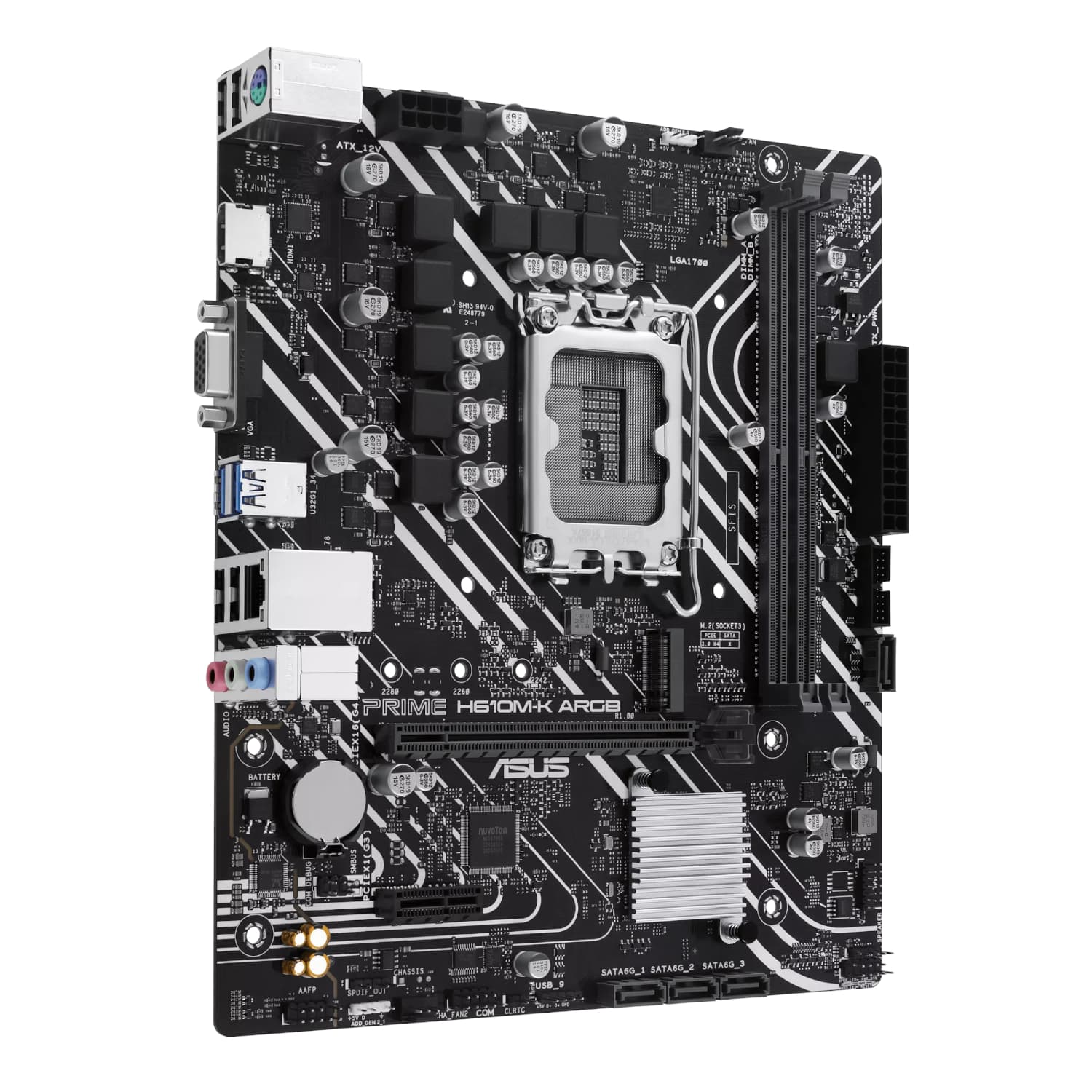 Asus PRIME H610M-K ARGB Intel LGA1700 M-ATX Motherboard - view 3