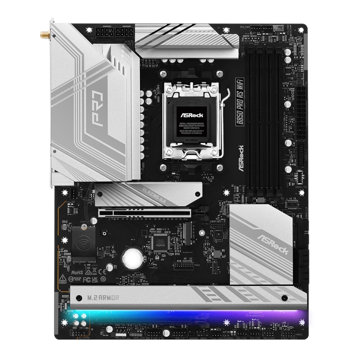 ASRock B850 Pro RS Wi-Fi ATX Motherboard (AMD AM5, DDR5, PCIe 5.0) - view 2