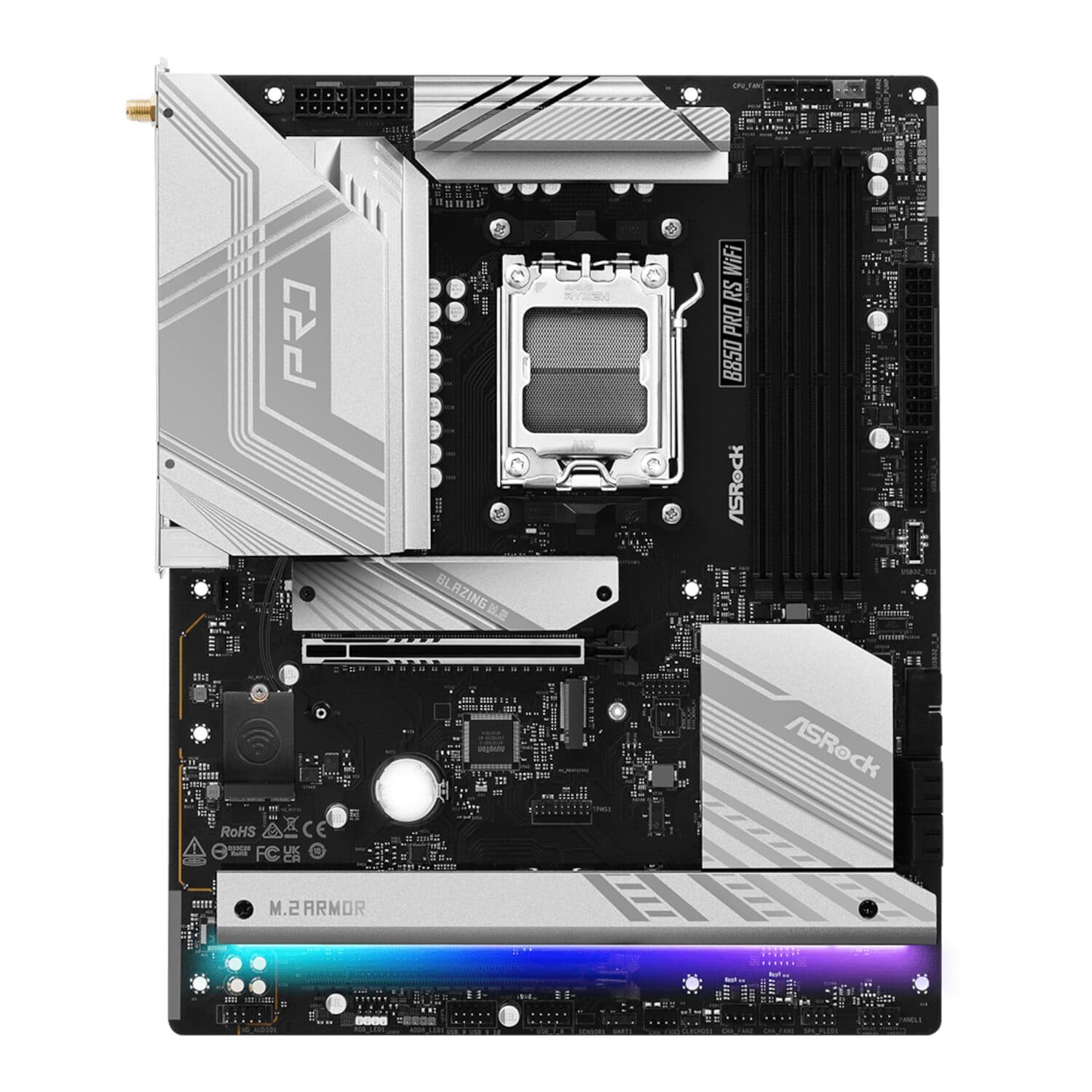 ASRock B850 Pro RS Wi-Fi ATX Motherboard (AMD AM5, DDR5, PCIe 5.0) - view 3