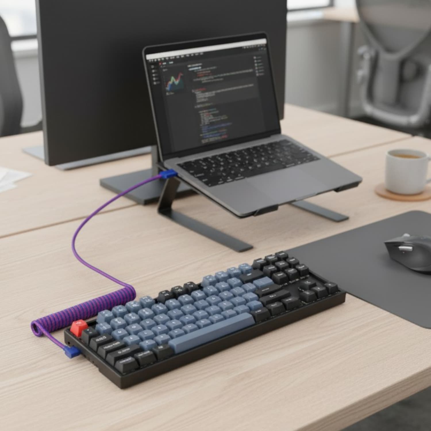 Keychron Premium Coiled Aviator USB Cable | Type-C + USB-A Adapter | Detachable Aviator Connector | 108 cm - view 5