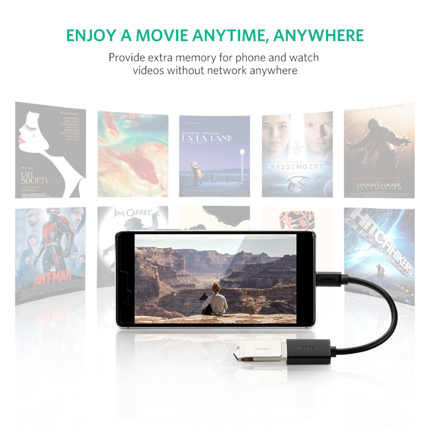 UGREEN Type-C to USB-A Adapter (Male to Female, 15cm)– Black - view 6
