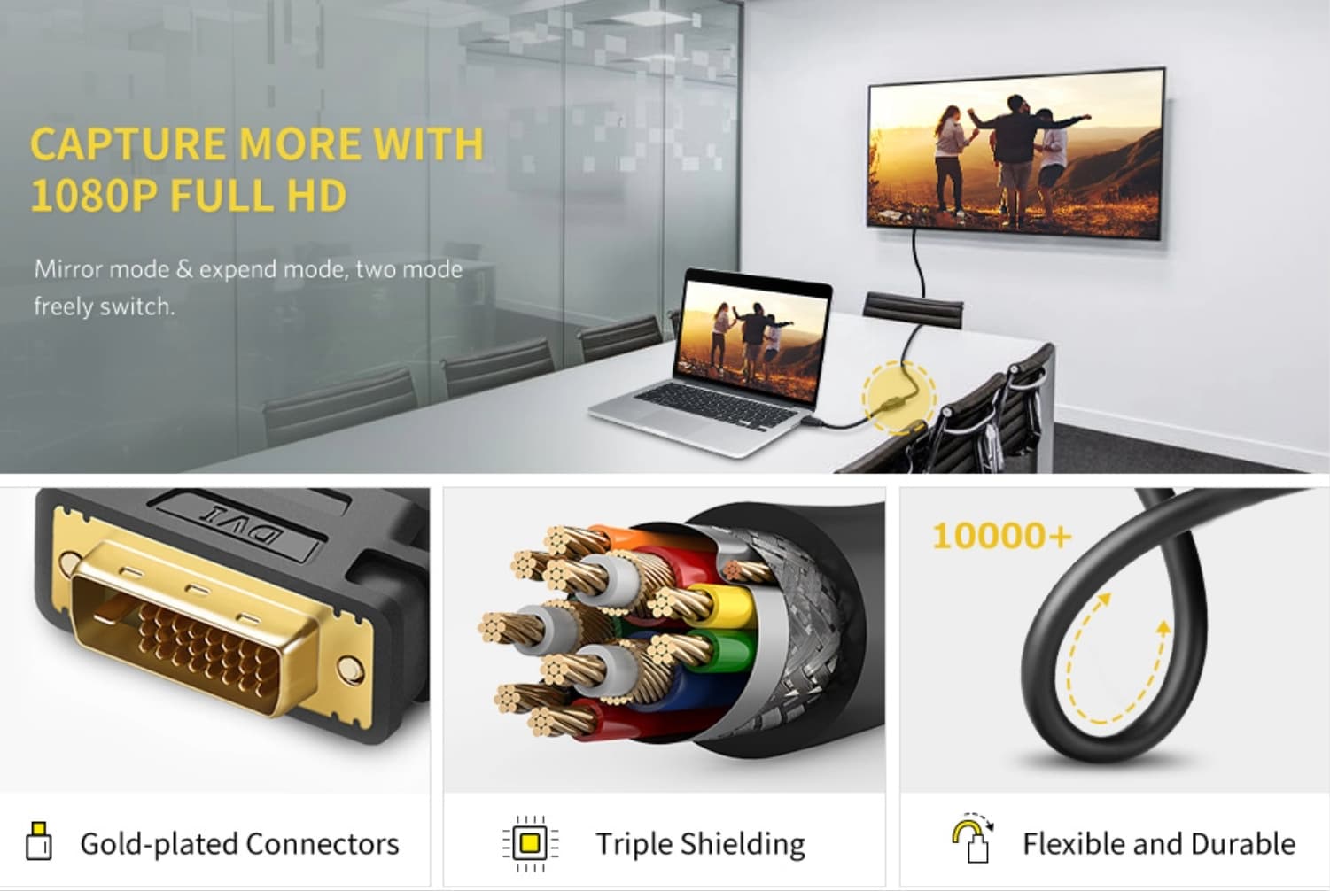 UGREEN DVI to HDMI Cable Adapter 15cm | Male to Female | 1080p Full HD – Black - view 3