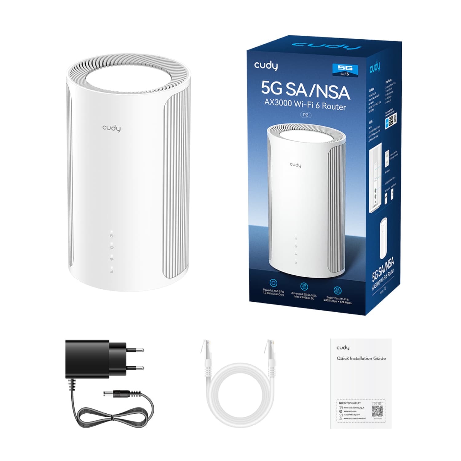 Cudy AX3000 Dual Band 5G Wi-Fi 6 LTE Router -White - view 4