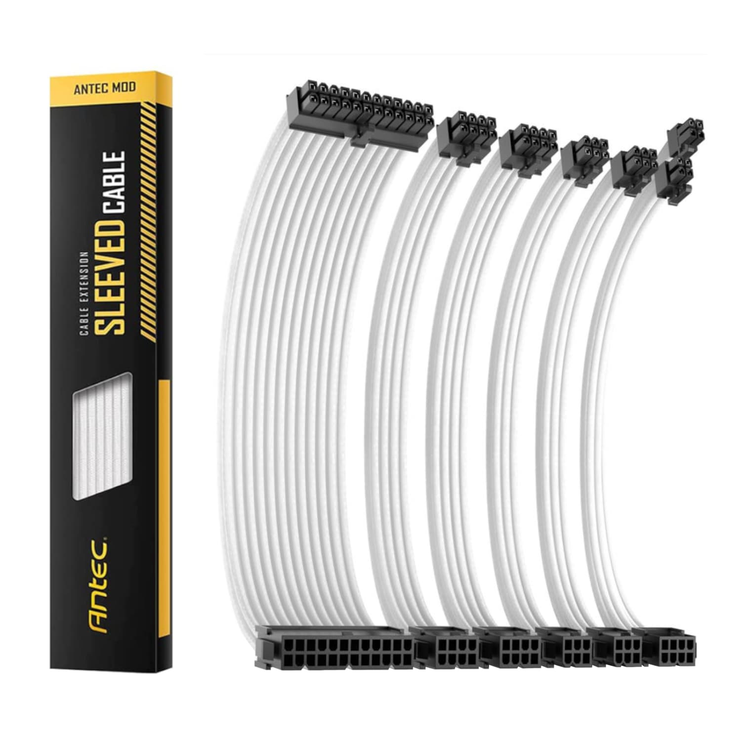 Antec 300mm Sleeved Braided Power Extension Cable Kit – White