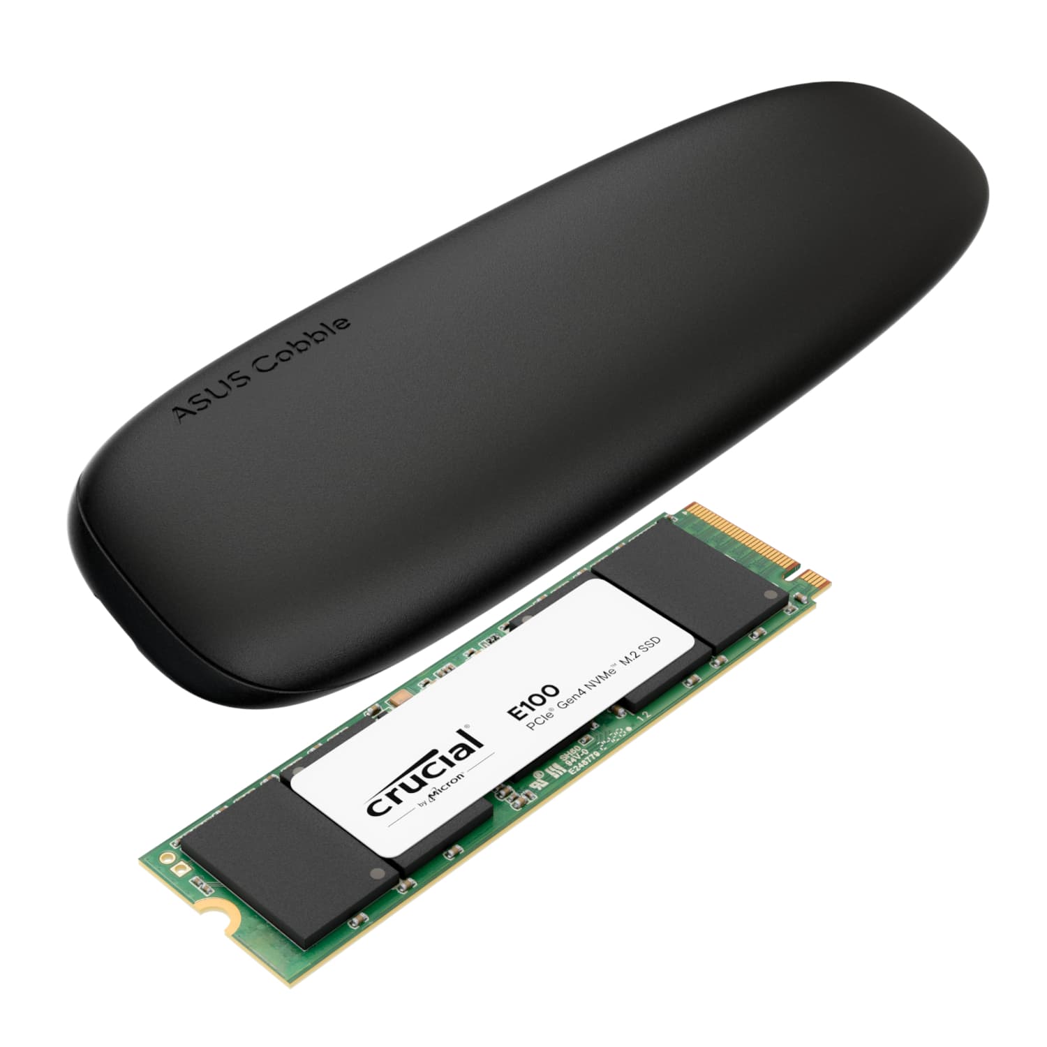 Asus Cobble M.2 SSD Type-C Enclosure and Crucial E100 480GB NVMe Bundle - Black